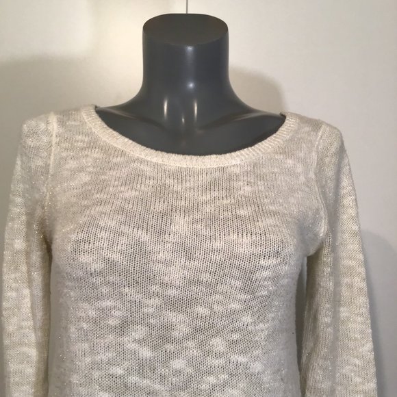Hollister Scoop Neck Shimmery Sweater with Lace Back Size S - Picture 2 of 12